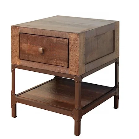 Rustic Contemporary End Table with 1 Drawer